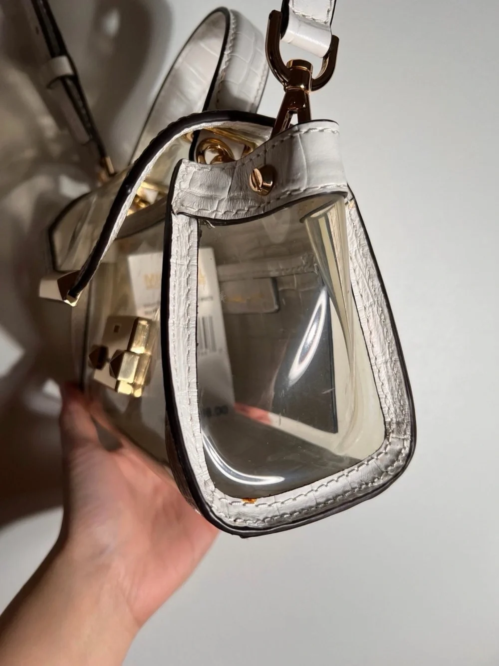Michael Kors Whitney Mini Clear and Leather Satchel